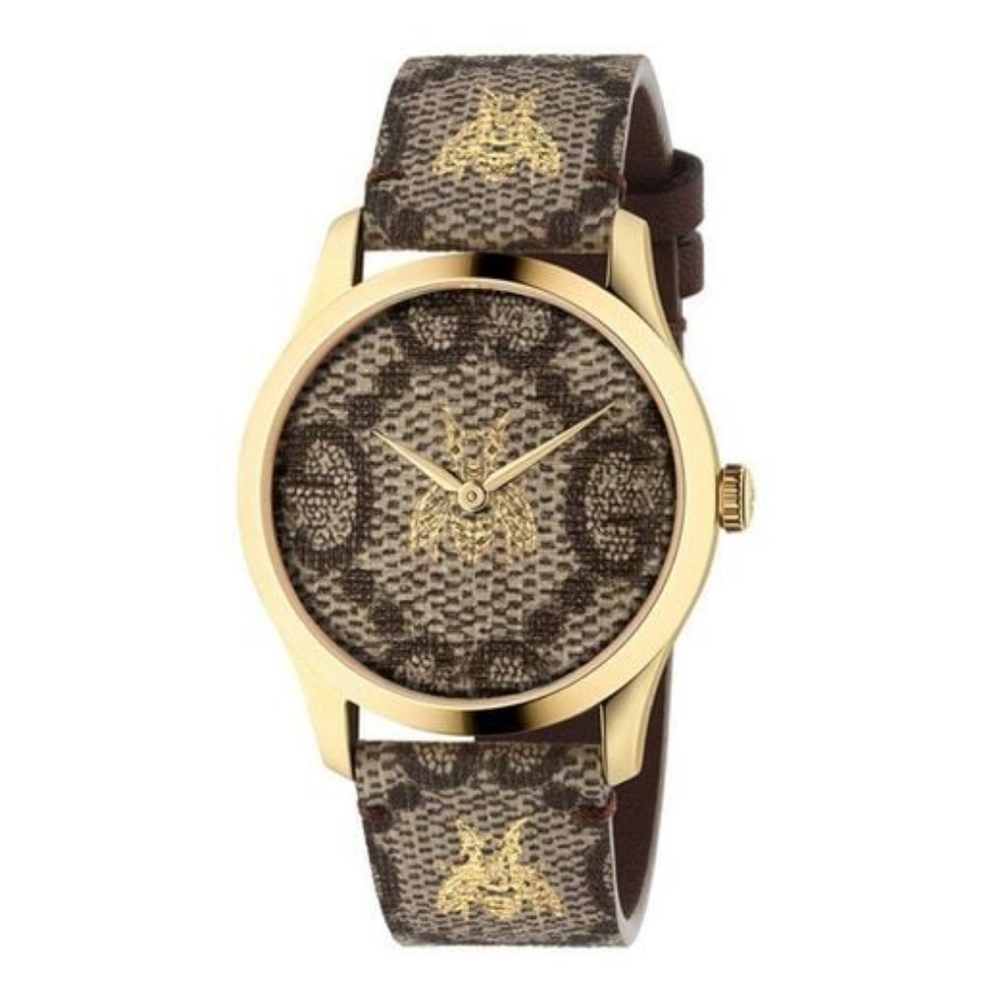 GUCCI G-Timeless GG & Bee Watch Gold and Beige Gorgeous Luxury piece. Paid $1300